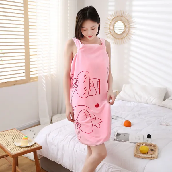 목욕 치마 목욕 수건 입다 목욕 수건 여한국판 목욕 수건 물을 흡수하지 못하다 털 산호모 목욕 수건 두껍다, [몽토끼 얇은] 벚꽃 가루., 140-180근 착용 가능