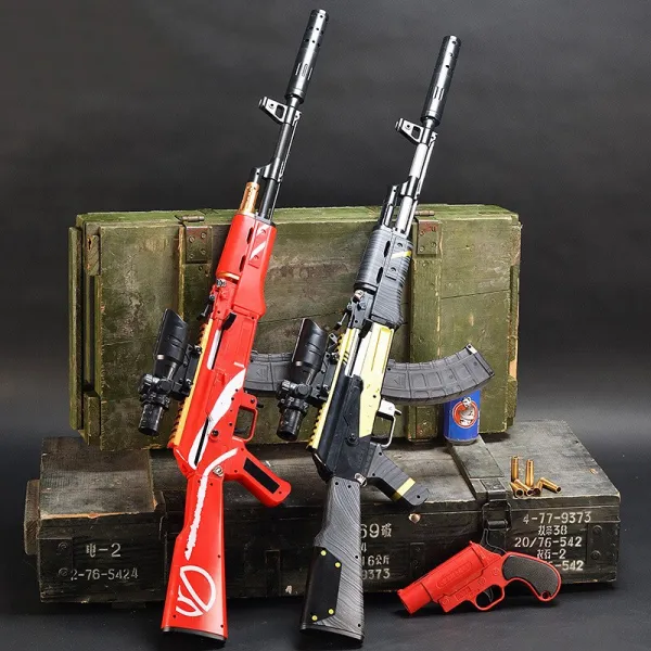 인박카 플라스틱 총 장난감 AK 47 AKM 물 총알 Airsoft 공기총 권총 선물 야외 촬영 장난감, blue