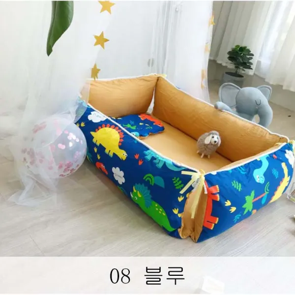 HY 아기 침대에서 신생아 침대 접 을수 있는 휴대용 침대 하나를 재우 생물공학 침대에서 격리 막 야바위 노름 좋아서 침대 QH48 A28, 08 블루