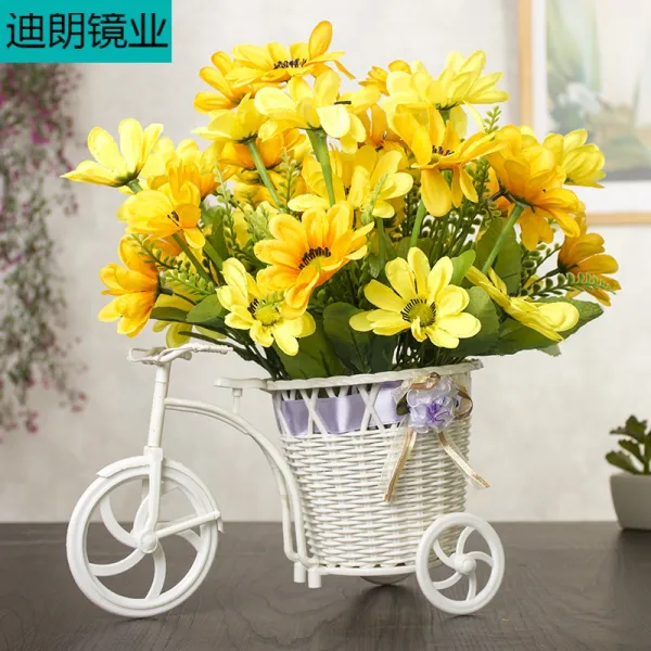 인테리어 독창적 스윗 인조 꽃 라이크 수려함 알프스프라자축하화환 집에 거실 비닐 플라스틱 페이크 말 냉장고 위 3엘로 숏 벚꽃 _큰차