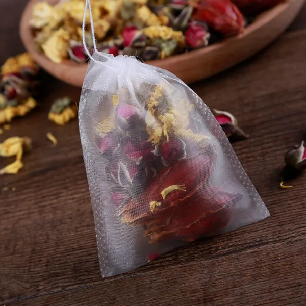 50편 뽑다 실나일론 차 주머니 6*8cm 차 주머니 여대 일회용 차 가방 끓이다