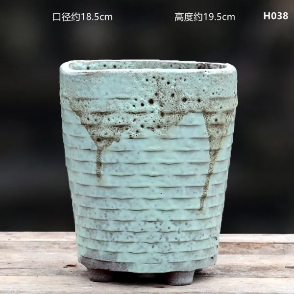 엠마켓 꽃화분대도자기 묵묵히 있다 다육 핸드메이드 거친 배기 발묵 유약 클래식 도의흥 자사 큰사이즈 라지 빅 고방분 화이트 H038