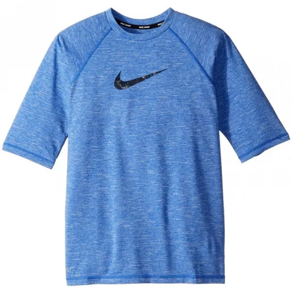 Nike Kids Boy 's Heather Camo Swoosh 반팔 하이드로 가드 (Little Kids / Big Kids) Hyper Royal MD (1