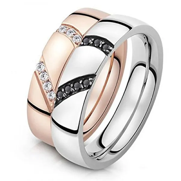 Kly 페어링 316l 하트 모양의 퍼즐 링 반지 결혼 약혼 반지 보석 커플 링 개별 판매 가능 남성 14 호 