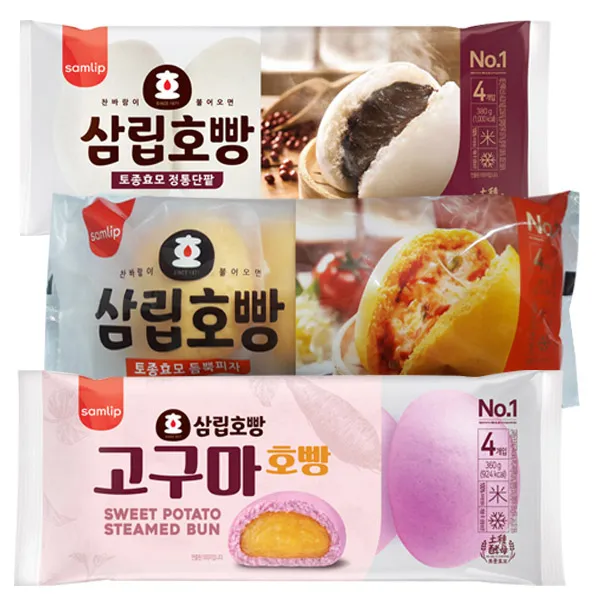보아스몰 삼립 단팥호빵1봉 + 피자호빵1봉 고구마호빵1봉, 1세트, 360g