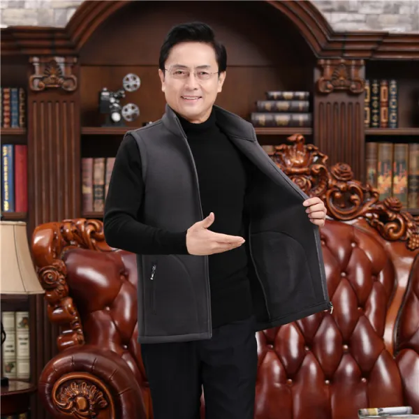 남자조끼 남성 조끼 가을봄 헨리넥 후리스 자켓 중년 폴라플리스 아버지