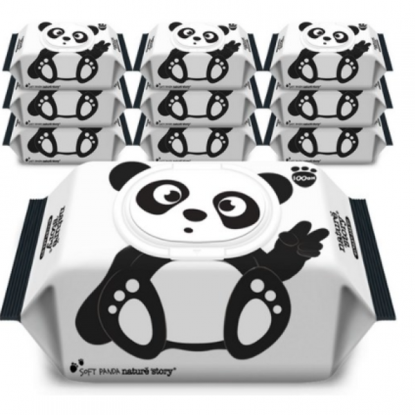 네이쳐스토리 소프트판다 아기물티슈 캡형 100매 10팩