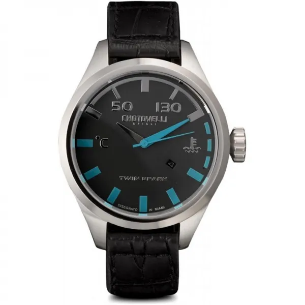 초토 벨리 남성용 파일럿 자동차 시계 Alfa Romeo Gauge Italian Leather 54.100 (Black)