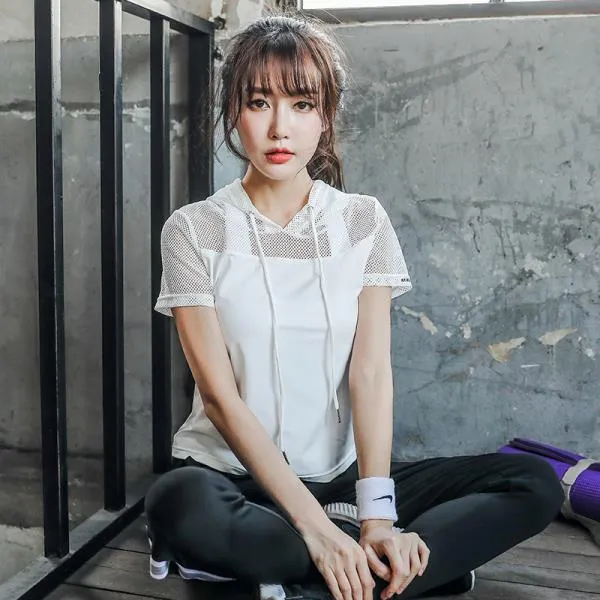 반팔티 요가복 에슬레져룩 여름 품 요가 한 벌 여성 짧은 소매 적당