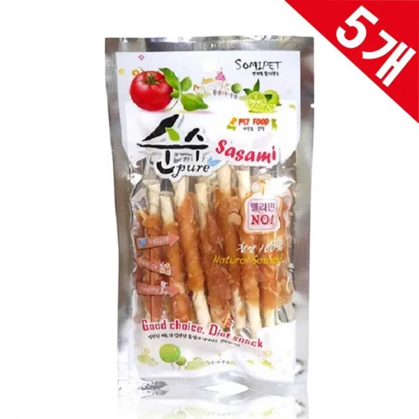 쿠팡블루 전연령 강쥐 간식 치킨 딩고껌 5P 강아지껌 이빨관리 분리불안 치아단련