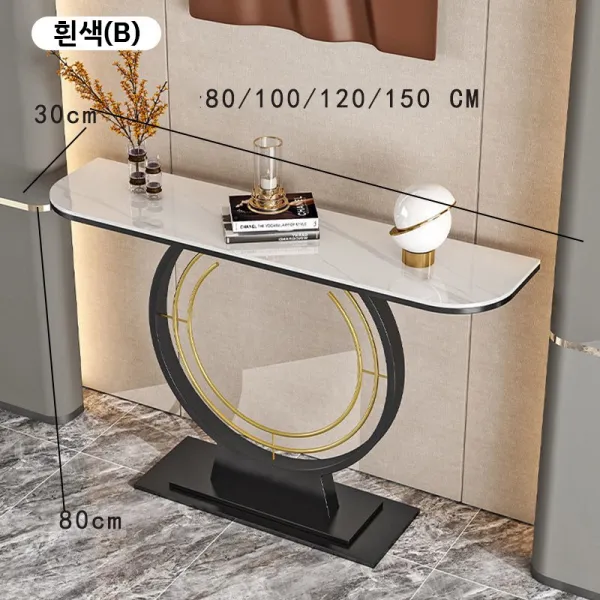 남쪽나무 복도콘솔 폭좁은테이블 미니 현관 콘솔 철제 장식장, 흰색(A)
