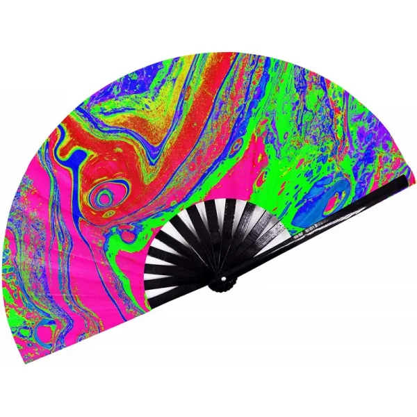 SoJourner Bags Rave Hand Fan – 축제를위한 대형 접이식 팬 드래그 퀸 및 해학적 인 – 여성을위한 귀여, 단일상품
