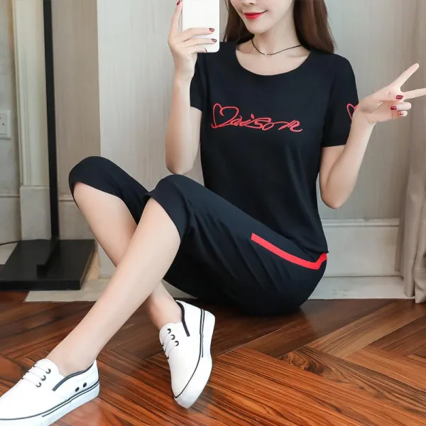 빅피플 루즈핏 츄리닝 캐주얼 티셔츠 츄리닝세트 여성