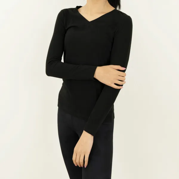 금자의전성시대 브이넥 95%cotton 5%spandex 긴팔 티셔츠