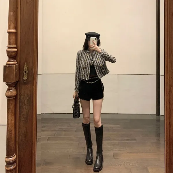쇼트 점퍼 Serioludere 난쟁이 매우 게으르다 반짝이 유성 입체 컷팅 흑백 사이가 좋다 작은 키 3765272100