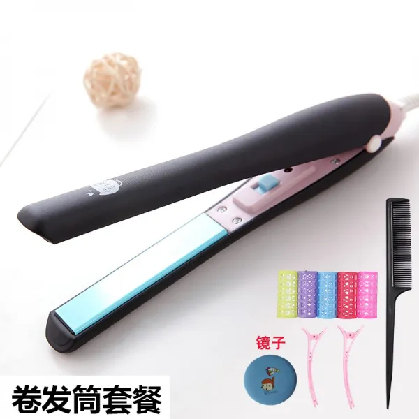 Dec.07 119번 컬티컬 헤어 여자 미니 스트레이트 두 개 작은 클립보드 학생으로 앞머리 신기를 잡아당겨도 상하지 않음z 검정 고양이 + 고데 기 세트 + 잠 금장 치 간편