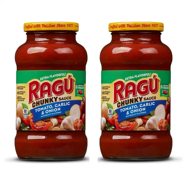 Ragu 라구 파스타 소스 청키 토마토 갈릭 680g 2팩 Pasta Sauce Chunky Tomato Garlic and Onion, 1개