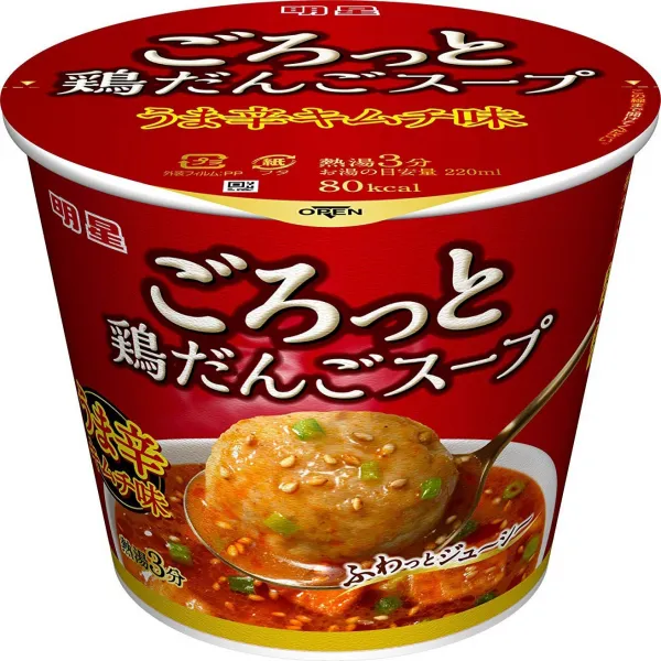 明星 ごろっと鶏だんごスープ うま辛キムチ味 17g×6個 명성 땅볼라며 닭 경단 국물 맛 매운 김치 맛 17g × 6 개, 1