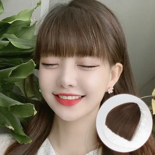 제이에스글로벌 에어 여자진 눈살을 찌푸리다 이차 인싸템 만화 내추럴 헴라인, 1, 눈썹 위 앞머리 내추럴 색상