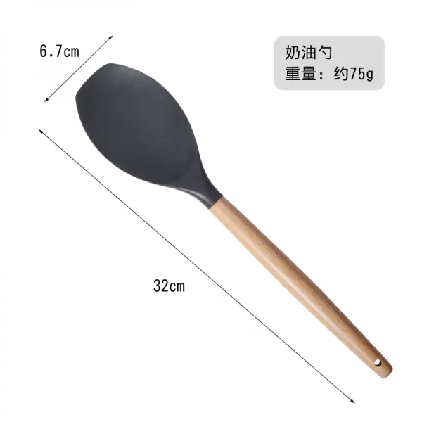 실리콘 냄비삽 코팅 팬 전용 볶음요리 내고온 주방 키친 가정용 삽말리다 국자 요리 주방용구, 무첫술 그레이 블랙