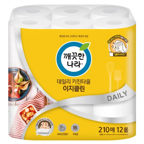 깨끗한나라 데일리 키친타올 이지클린, 210개입, 12개