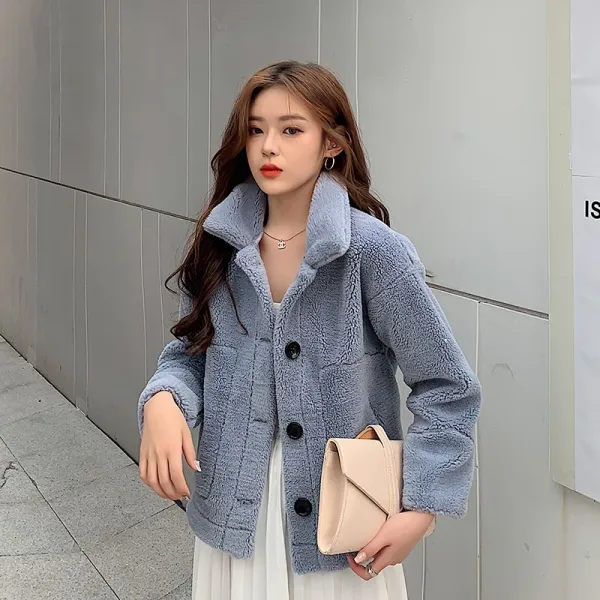 벨라루티 일상 데일리룩 카라 양털 숏코트