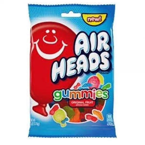 Airheads Fruit Flavored Gummies Candy 오리지널 과일맛 캔디 구미즈 107g 입덧 오트밀 페인트 눈깔 금연 임산부간식 사탕, 1set