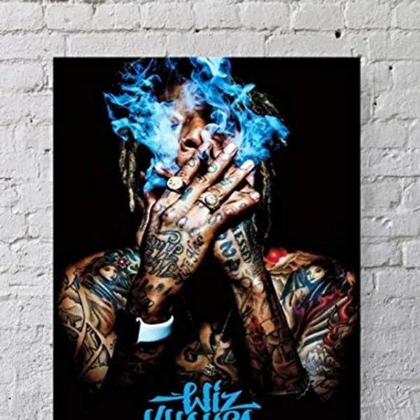 에스컴퍼니 LLp Wiz Khalifa Poster 표준 크기 24 로 18 위즈 칼리파 연기 벽 포스터 인쇄