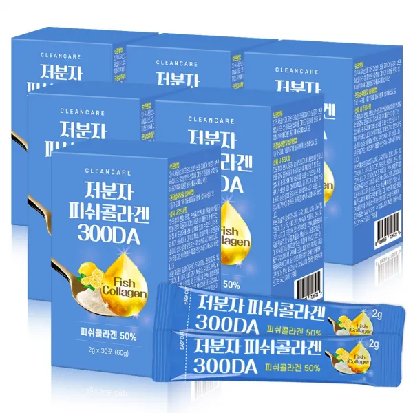 클린케어 저분자 피쉬콜라겐 300달톤 이너뷰티 어류 생선 먹는 콜라겐 펩타이드 가루, 6박스, 2gx30포