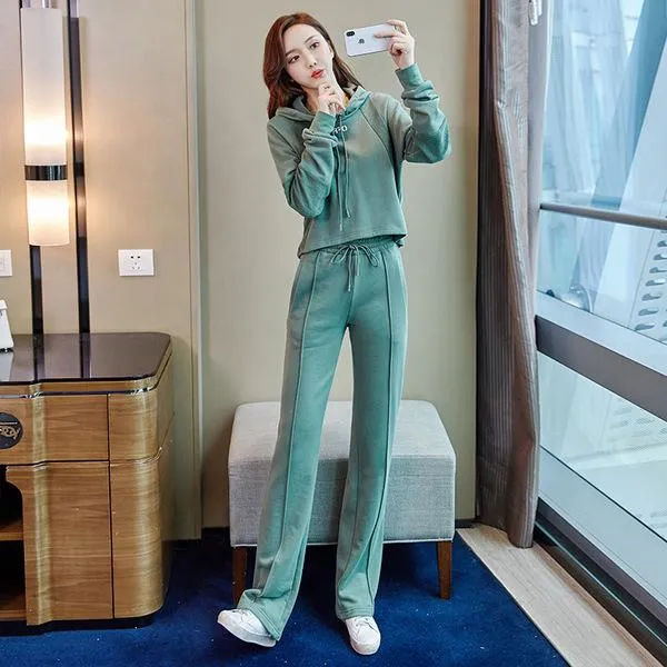  과대포장 여성 다리가 길어보이는 간지나는 후드 트레이닝복 평상복 상하셋트 사진색상