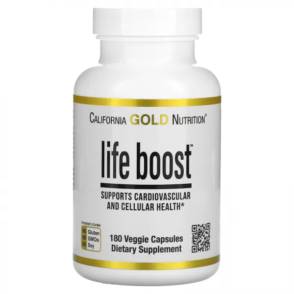 California Gold Nutrition Life Boost 심혈관 및 세포 건강 지원 베지 캡슐 180정