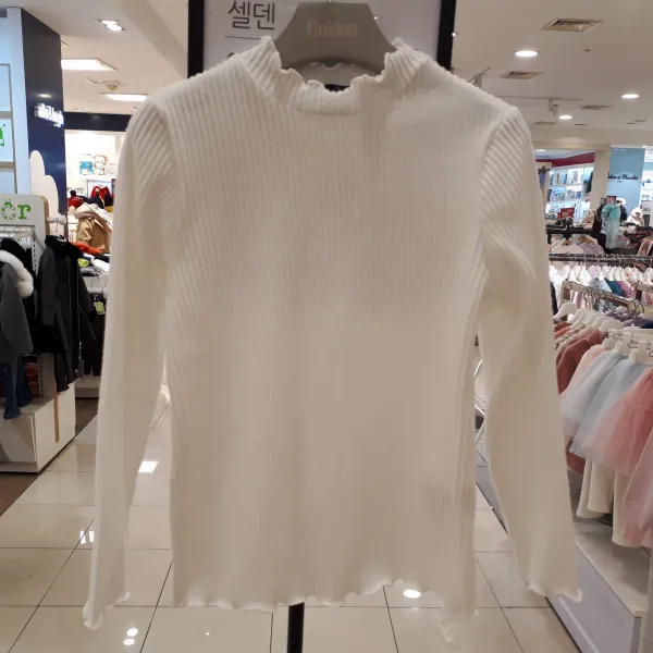 셀덴 [동아 백화점 수성점] 50% 여아 스판~~짱 간절기 도톰한 인터록 기본 골지 프릴 티셔츠 EDLA19D51