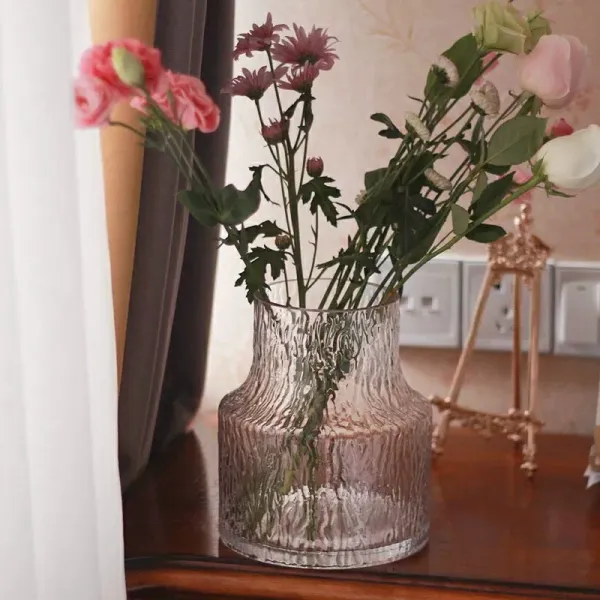 빙하 꽃병 심플 무드 인싸템 극언 투명 옥의 일종 진기함 생화꽃 가볍게 사치한 거실 식탁 꽃꽂이 보틀, 극 언 빙하 땅딸막함 타입 하이 20