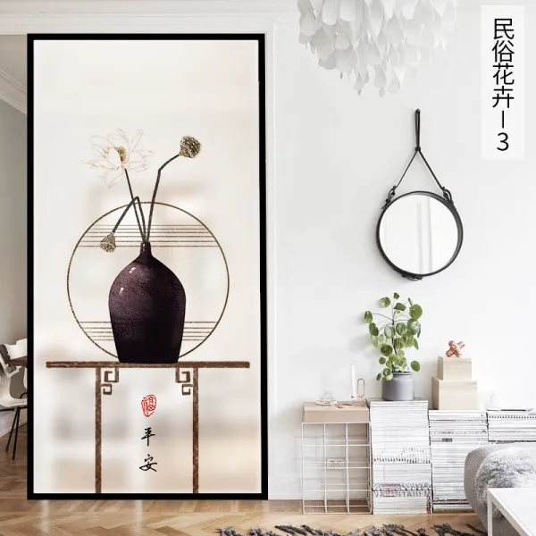 브띠 정전기 비스코스 샌딩 시트지 욕실 거실 화장실 불투명 침실 창문턱 보호필름 민속화 초 3