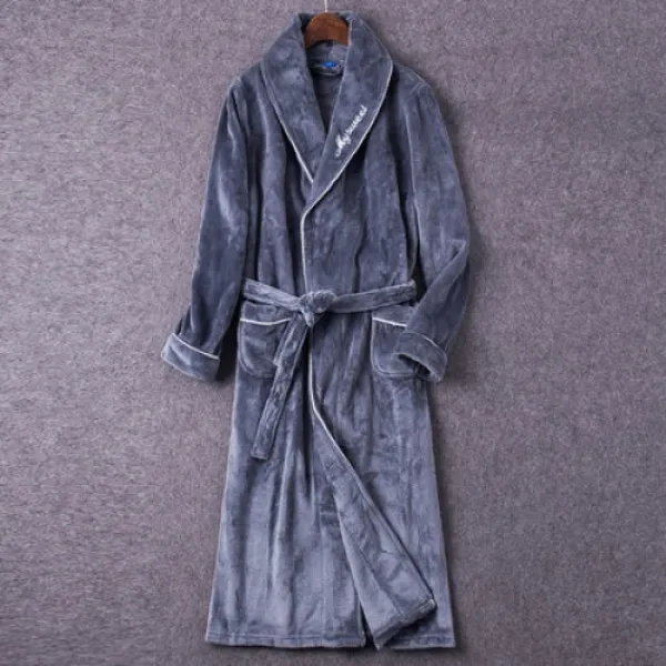 Suihan 가운 남자 가을겨울플란넬 기모잠옷 남 라지홈웨어 샤워가운