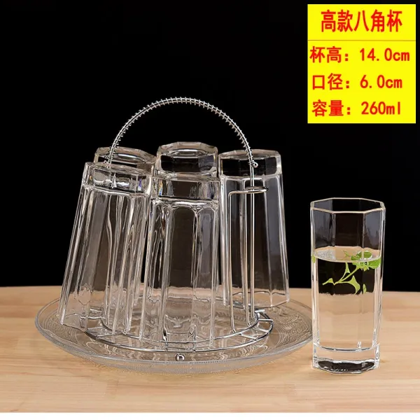 레이빈컴퍼니 티 홀 내장성이 있다 객열 물컵 영리함 과일주스 우유컵 선반 트레이 손잡이 보 6개 고액의 팔각배 _컵 홀더 트레이