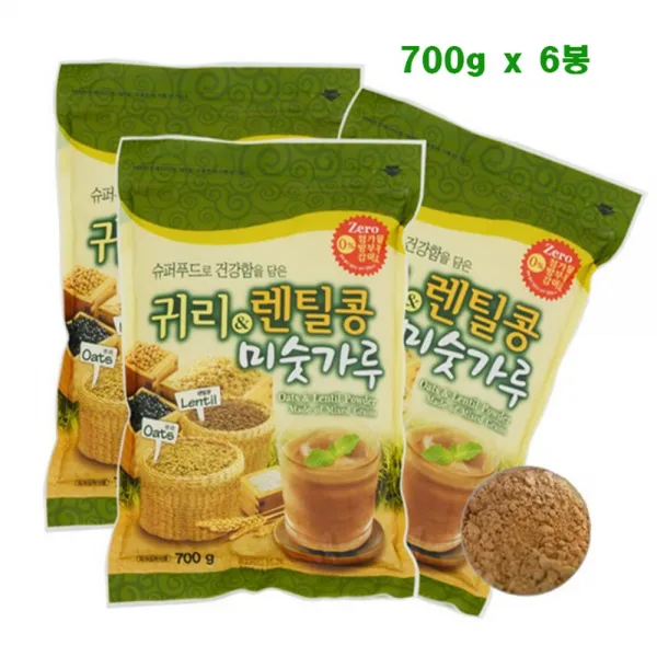 송림식품 귀리 렌팅콩 미숫가루 아침대용 미수가루 식이섬유 철분 비타민 선식 아침대용선식 700g 6봉, 단일상품