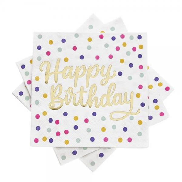 케이크워크 칵테일 디자인냅킨, 20매입, Happy Birthday