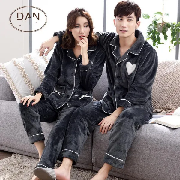 빅피플 Sa1695 홈웨어 커플잠옷 투피스 기모 빅사이즈