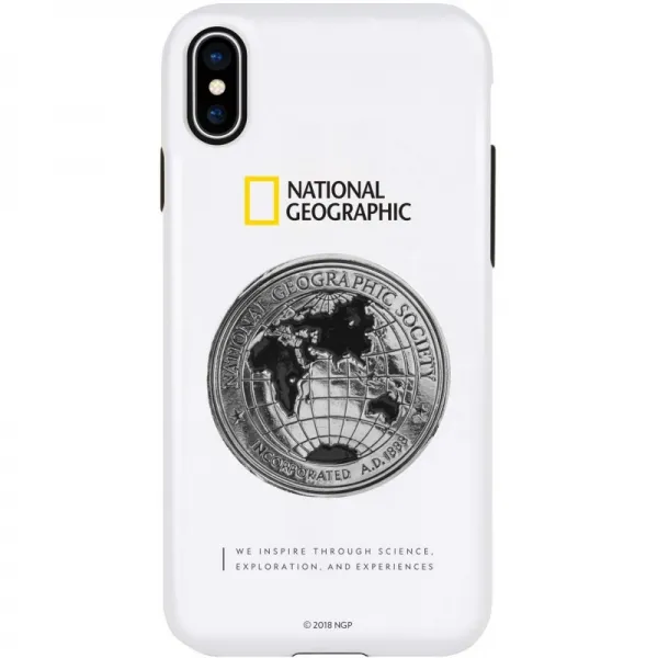 National Geographic iPhone XS / X 케이스 Global Seal Metal-Deco Case 화이트 (내셔널 지오그래픽 글, 1, 단일상품