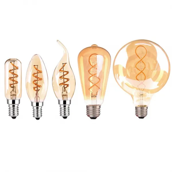 해외직구 E14 led 디 밍이 가능한 전구 C35 A60 나선형 조명 필 라 멘 트 전구 LED E27 220V 4W 2200K 빈티지 램프, 그렇습니다, C35T 3W 220V