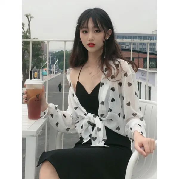  다끌림 국내당일 Zn11 하트뿅뿅 시스루 셔츠