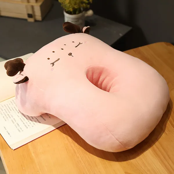 편안한베게낮잠 베개 누워 수면 베개 점심 시간 베개 사무실 책상 학생 테이블에 누워 어린이 수면 베개 유물, 9. 크기: 33x24x12cm 아이 마스크를 보내려면 컬렉션 플러스 구매, 색상 분류: 분홍 사슴 【지퍼 없음】
