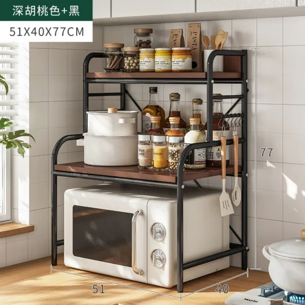 주방 전자레인지 선반 선반 위 양념 선반 가정용 오븐 멀티 수납 선반 다층 수납 선반 메인포토 다크 피치 51x40x77cm