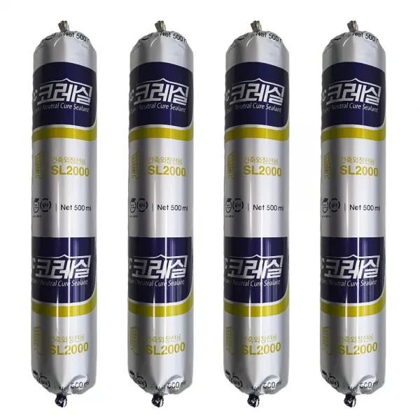KCC 코레실 건축외장전용 범용 SL2000 비오염 실리콘 500ml - 소세지타입, 백색 - 4개입
