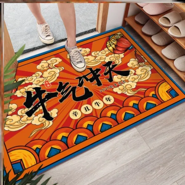 더비주퀸 욕실논슬립패드 입문 매트 행운 발판 미끄럼방지방석 욕실용실 복자 건곤 현관 문지르다 소 년 레드 바닥, 60CM ×90CM ( 50 ×80C