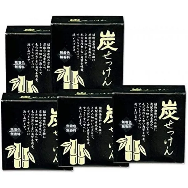 죽탄 노사토 숯 비누의 향료 착색 100g 5개 세트 누계 판매 100만개 돌파의 인기 상품., 1