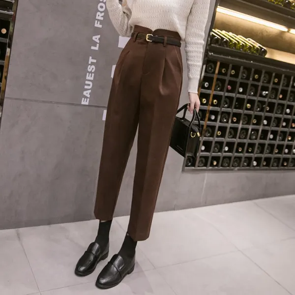 블랙드팬츠 미적에 감복하기를 좋아하다 모직 배기팬츠 여성 튜브 슬림핏 일자통바지 년 겨울 가을 타입 9부 3733164674