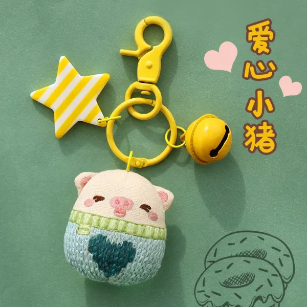 안녕마켓 남친선물가방 핸드메이드 자수 DIY 재료 깨어나다 사자 열쇠고리 평안 부 향낭 커플 장신구 남자 친구, 사랑하트 피글렛 블루  자수틀 _향료