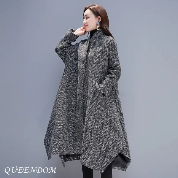 [퀸덤] 여성 가을 겨울 루즈핏 오버핏 결혼식 하객룩 데일리룩 가오리 코트 가오리핏 아우터